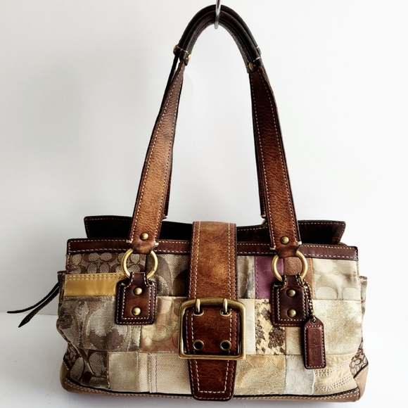 Coach Handbags - Coach 2006 Patchwork Logo Shoulder Bag, Thick Leather With Heavy Patina